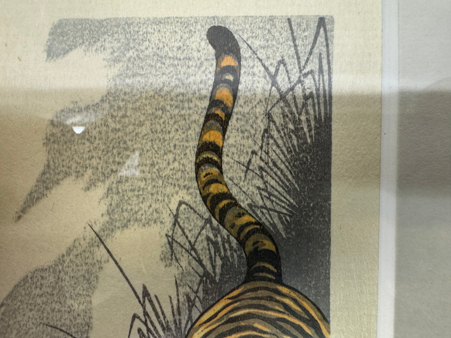 Y10686 WOODBLOCK PRINT Tiger Taki Shusui small frame Japan Ukiyoe art interior
