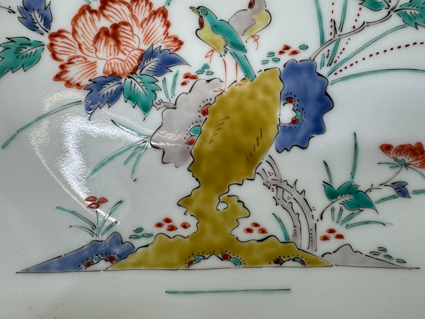 Y10687 DISH Arita-ware rectangular plate signed box Japan antique tableware