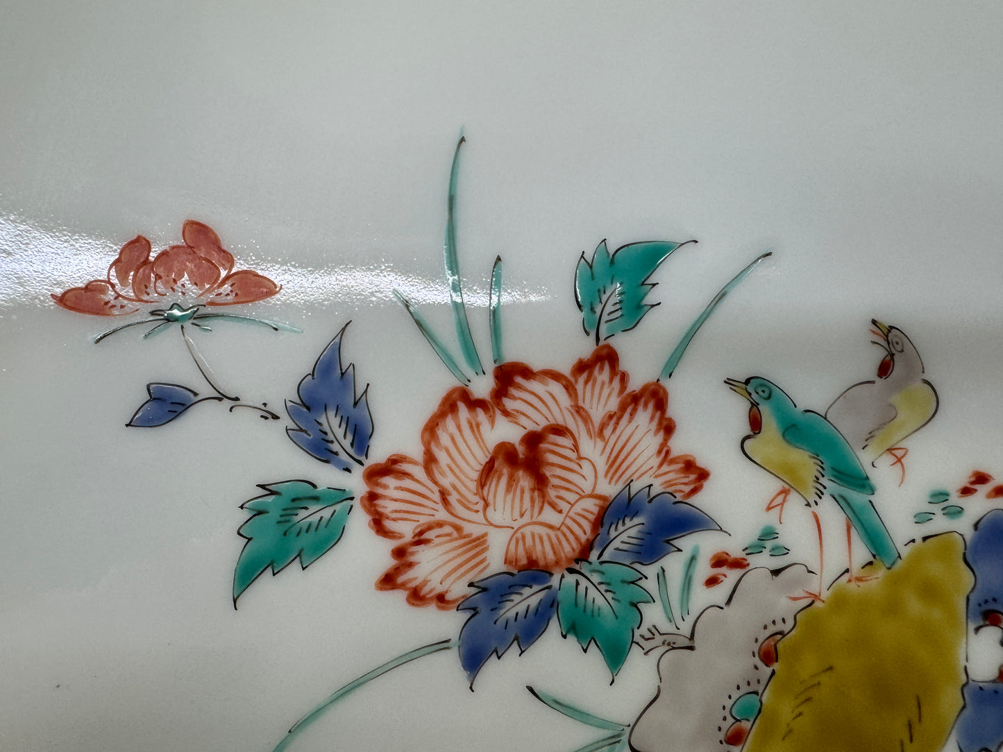 Y10687 DISH Arita-ware rectangular plate signed box Japan antique tableware