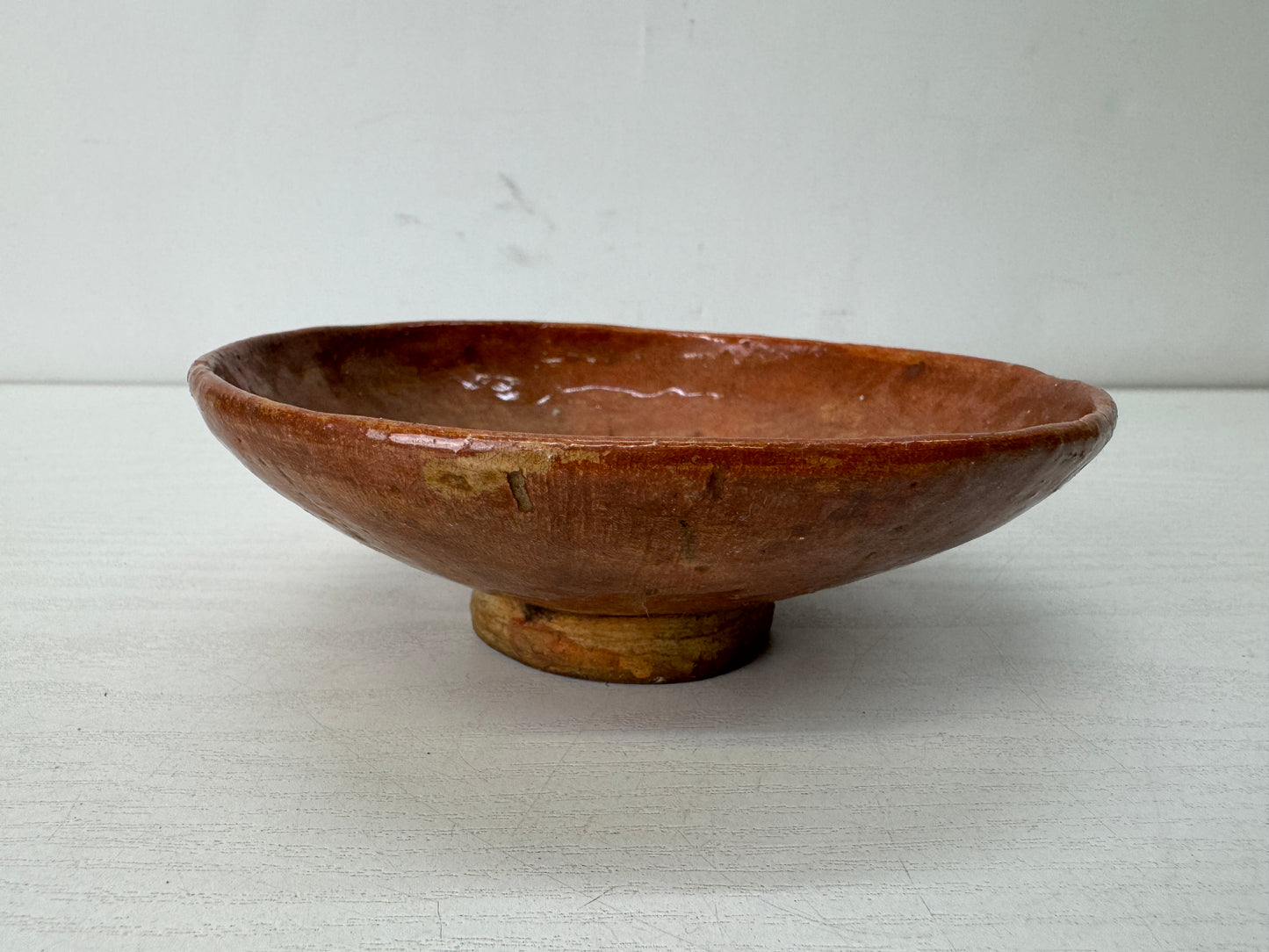 Y10689 CHAWAN Raku-ware Red flat bowl signed box Japan antique tea ceremony cup