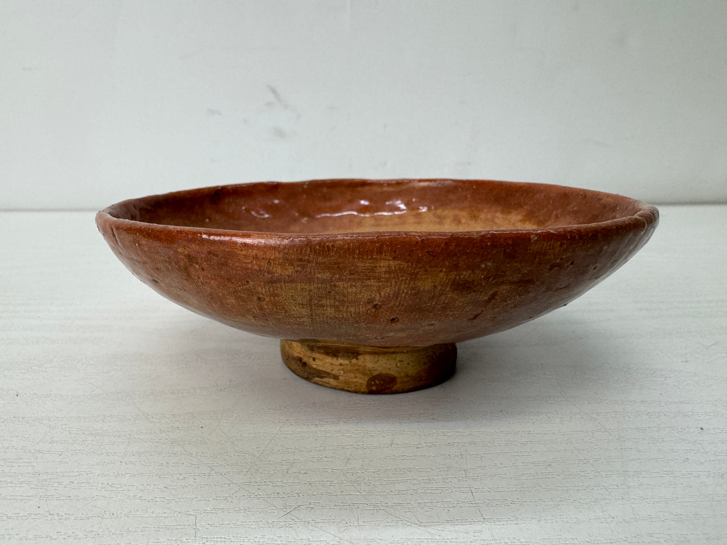 Y10689 CHAWAN Raku-ware Red flat bowl signed box Japan antique tea ceremony cup