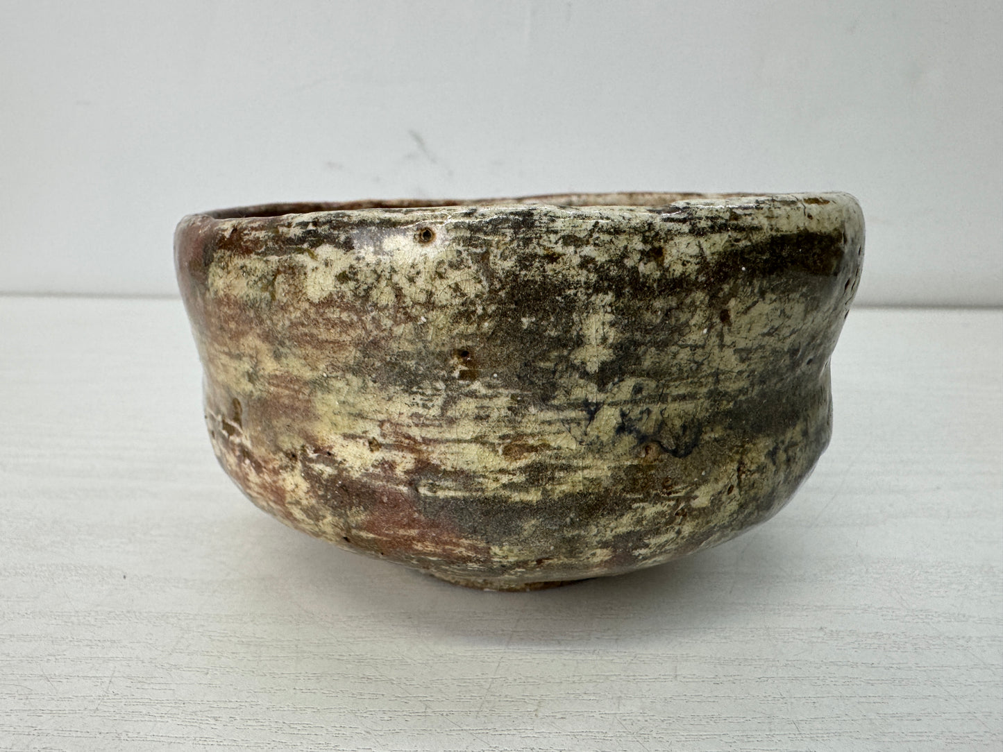 Y10692 CHAWAN Raku-ware Red bowl signed Japan antique tea ceremony pottery cup