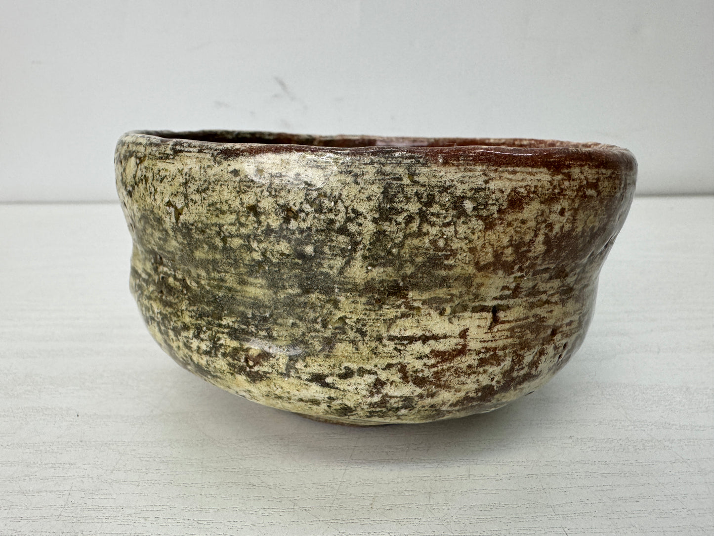 Y10692 CHAWAN Raku-ware Red bowl signed Japan antique tea ceremony pottery cup