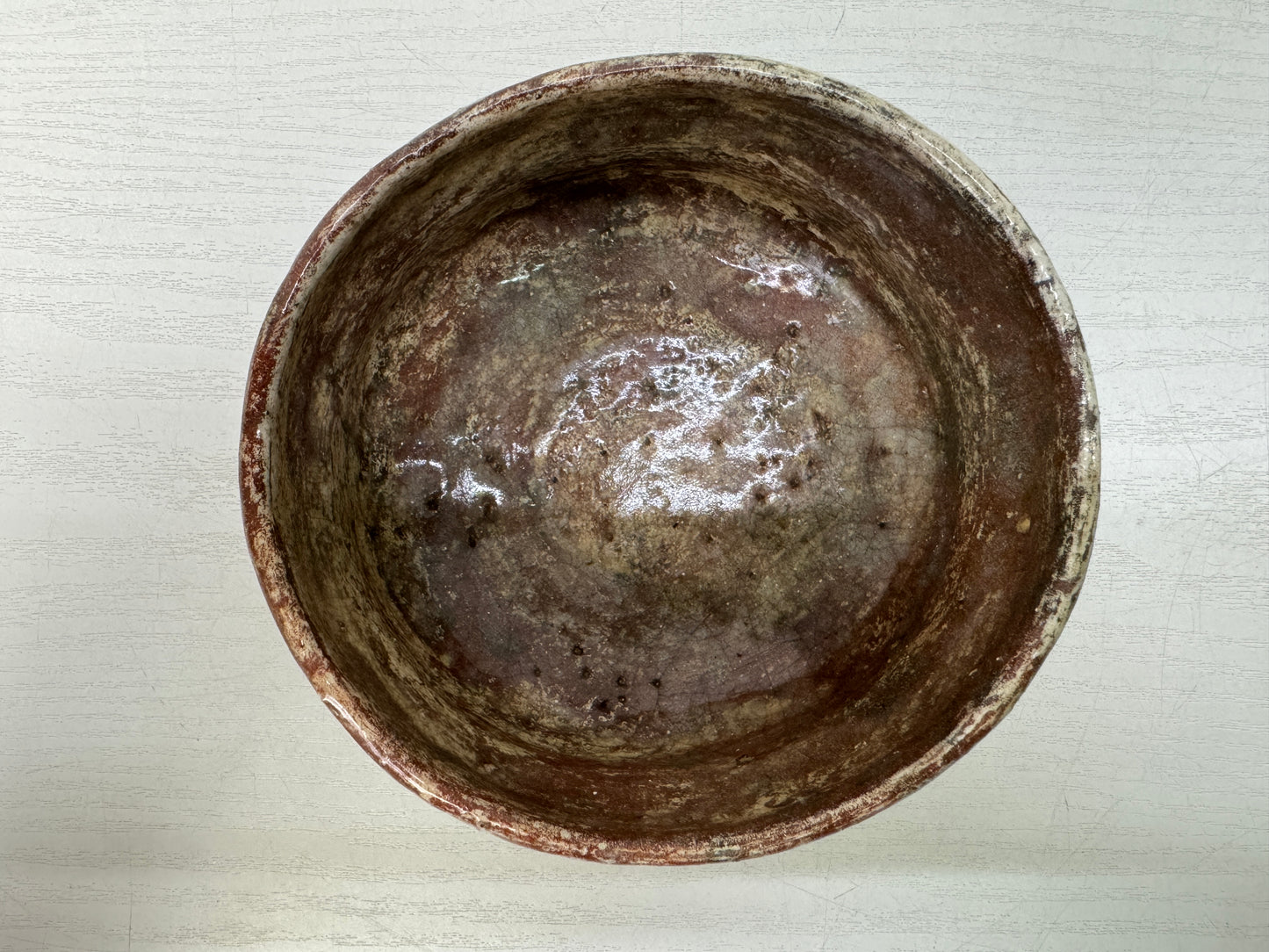 Y10692 CHAWAN Raku-ware Red bowl signed Japan antique tea ceremony pottery cup