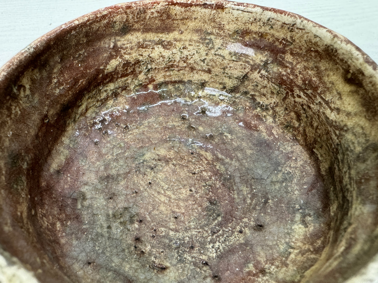Y10692 CHAWAN Raku-ware Red bowl signed Japan antique tea ceremony pottery cup