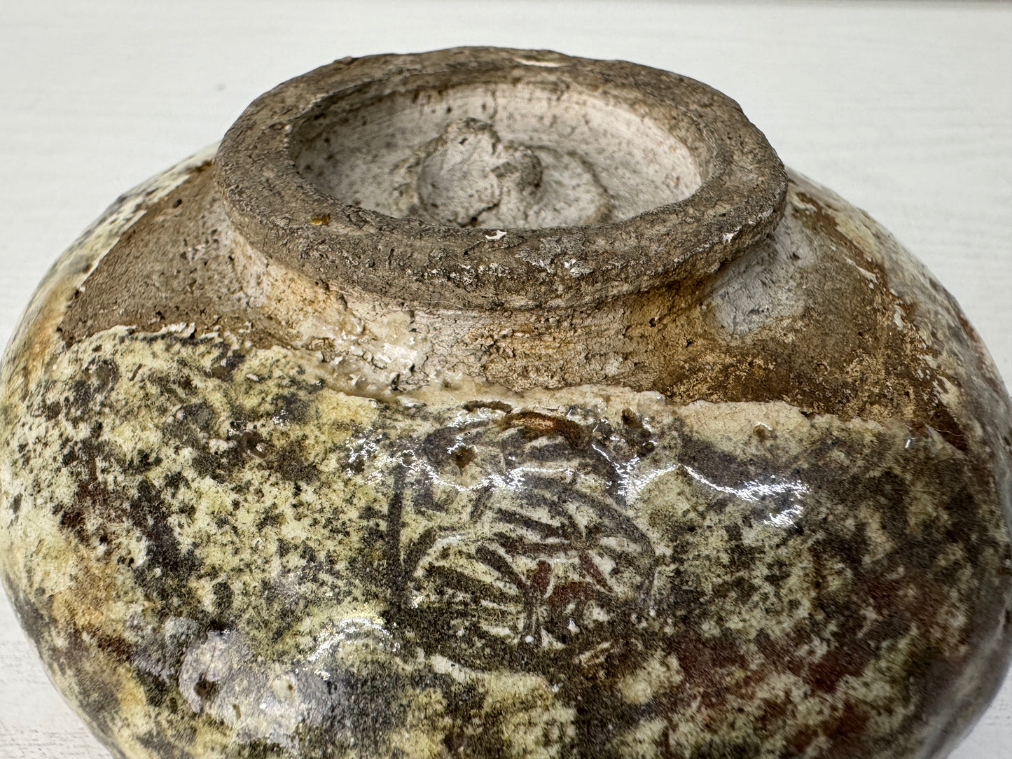 Y10692 CHAWAN Raku-ware Red bowl signed Japan antique tea ceremony pottery cup
