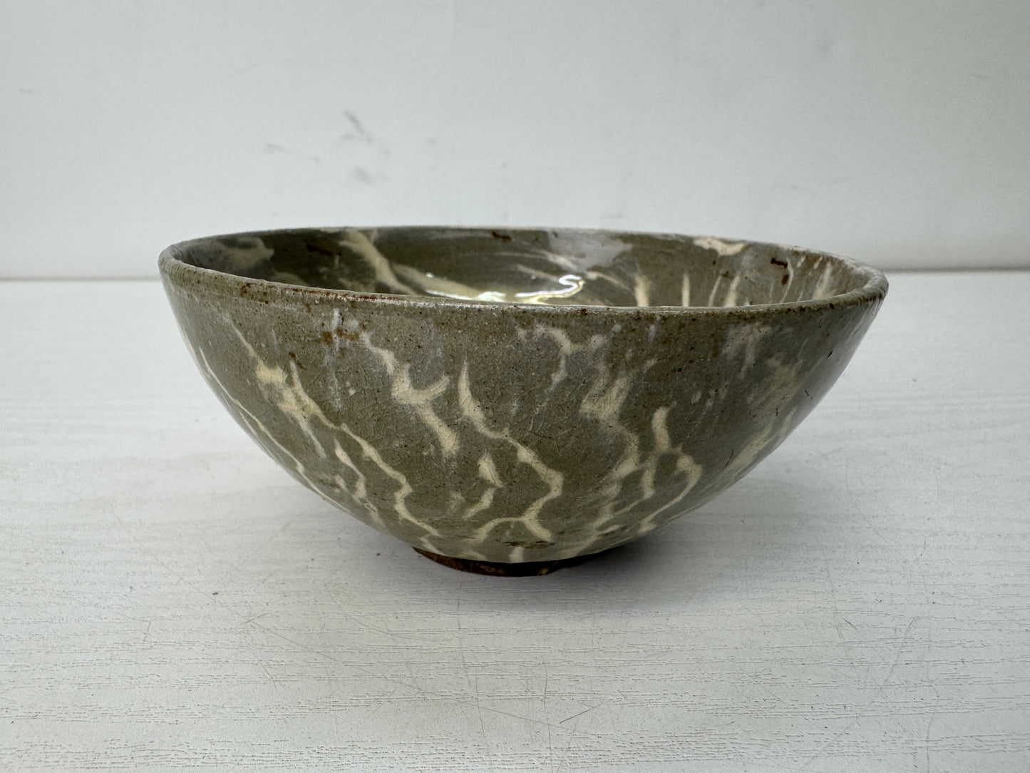 Y10694 CHAWAN Seto-ware Neriage bowl box Japan antique tea ceremony pottery cup