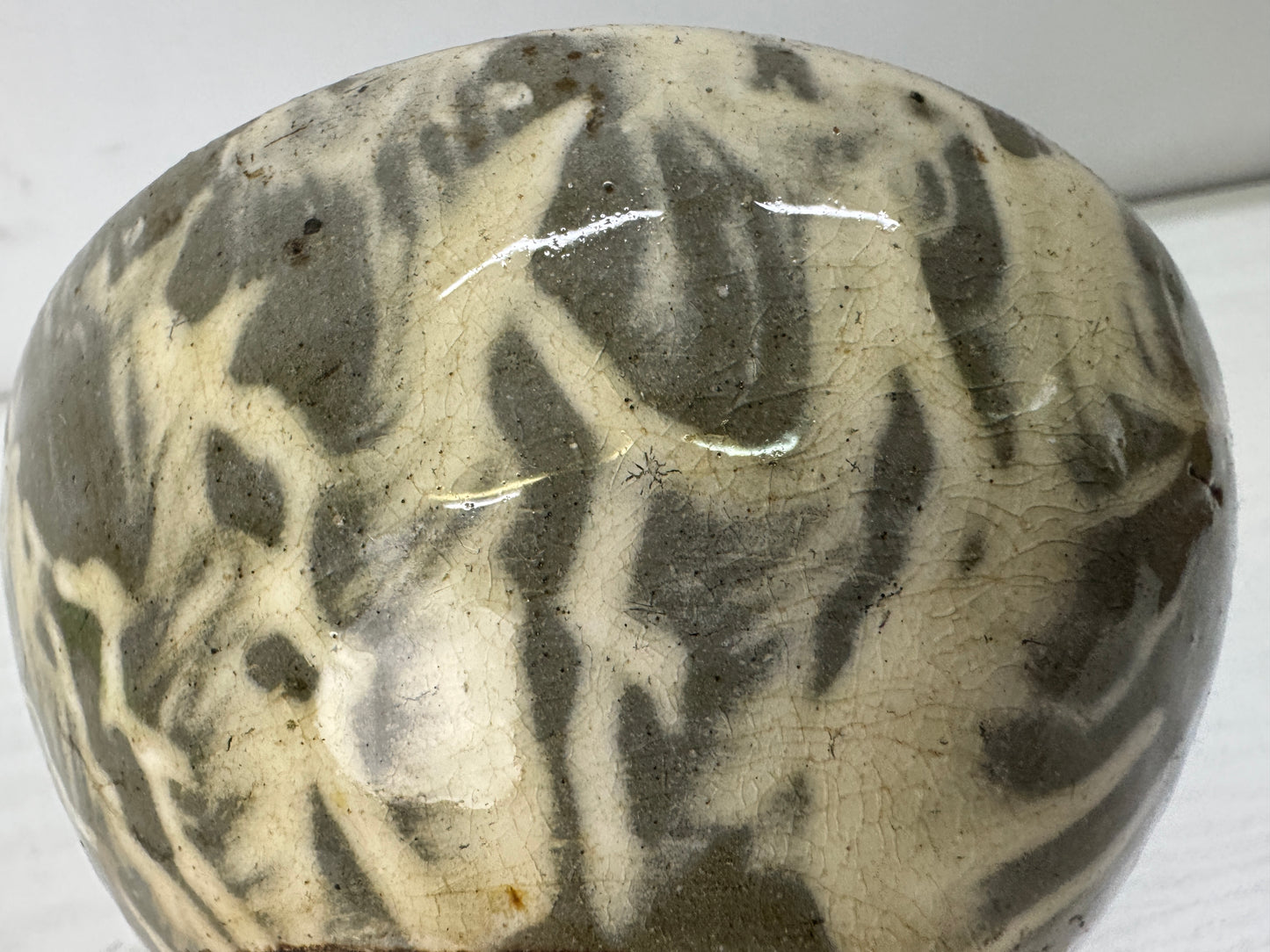 Y10694 CHAWAN Seto-ware Neriage bowl box Japan antique tea ceremony pottery cup
