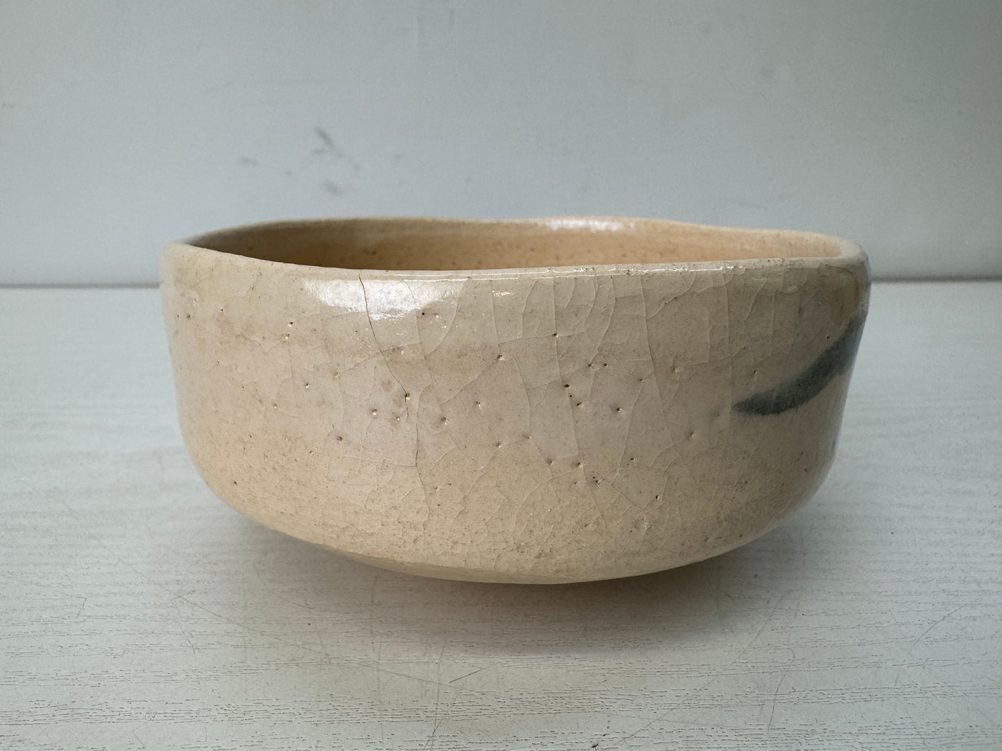 Y10695 CHAWAN Raku-ware Badarai  bowl signed box Japan antique tea ceremony cup