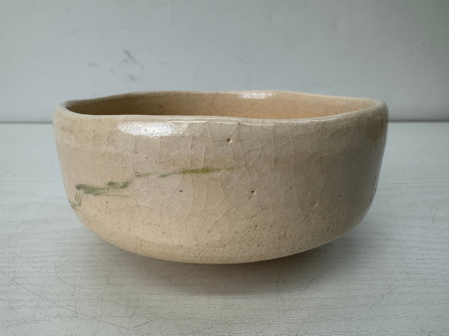 Y10695 CHAWAN Raku-ware Badarai  bowl signed box Japan antique tea ceremony cup