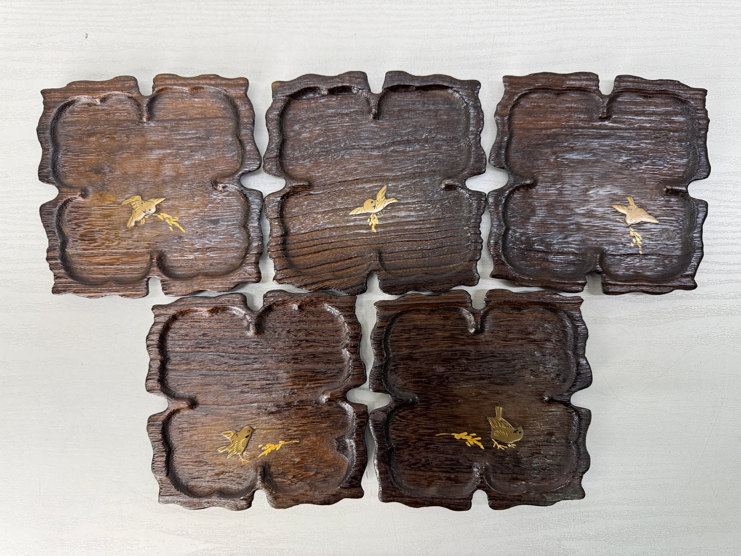 Y10697 DISH Serving plate set of 5 Makie signed box Japan antique tableware