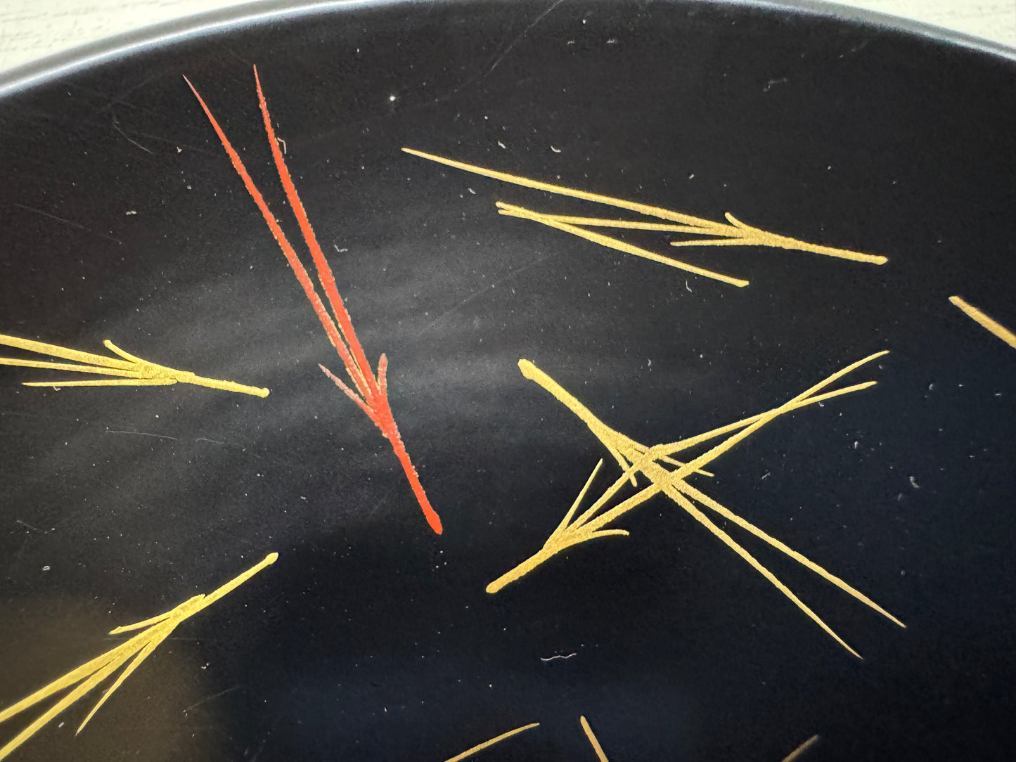 Y10699 DISH Pine needle Makie Serving plate signed box Japan antique tableware