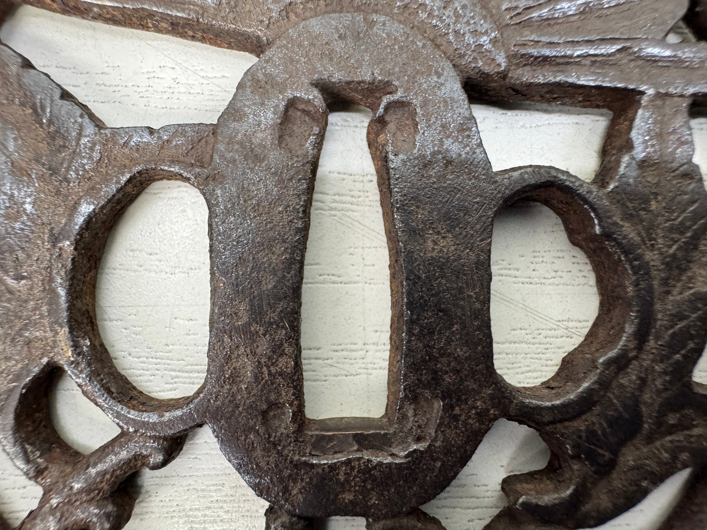 Y10701 TSUBA Iron Sword guard openwork box Japan antique samurai katana koshirae