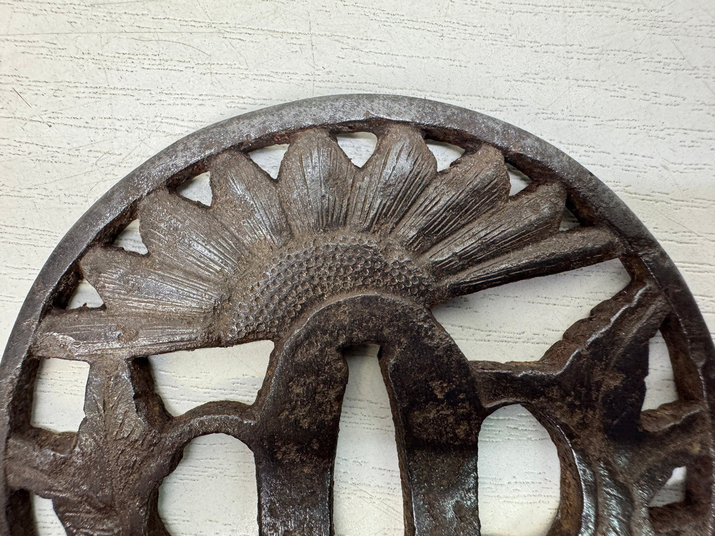 Y10701 TSUBA Iron Sword guard openwork box Japan antique samurai katana koshirae