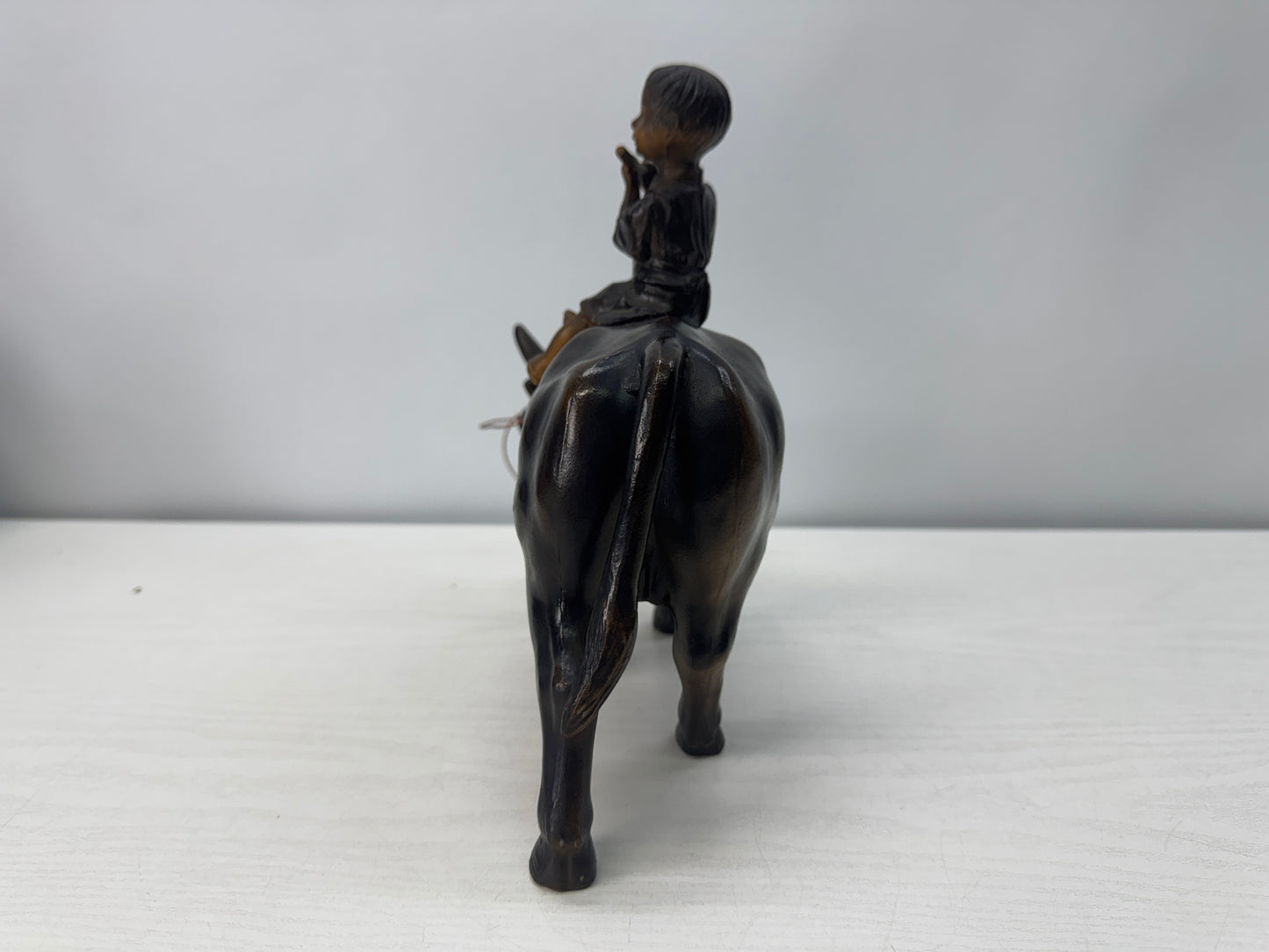 Y10707 OKIMONO Cast Iron figurine Ox Boy figure Japan antique interior ornament