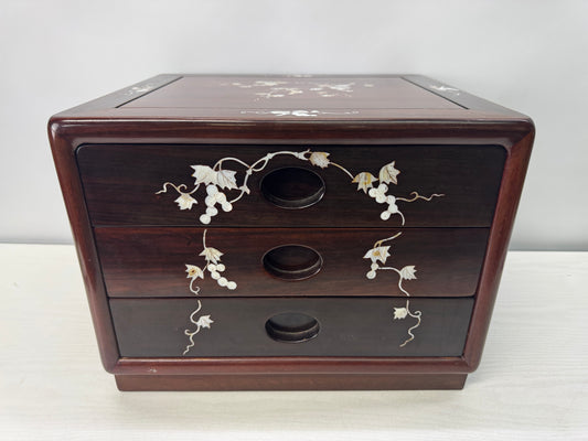 Y10711 TANSU Chinese quince 3-tiered small chest drawers Japan antique interior