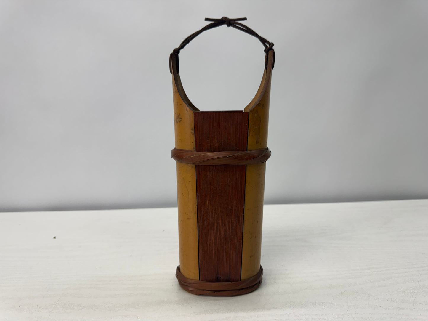 Y10712 FLOWER VASE Bamboo weaving craft Japan antique ikebana floral arrangement
