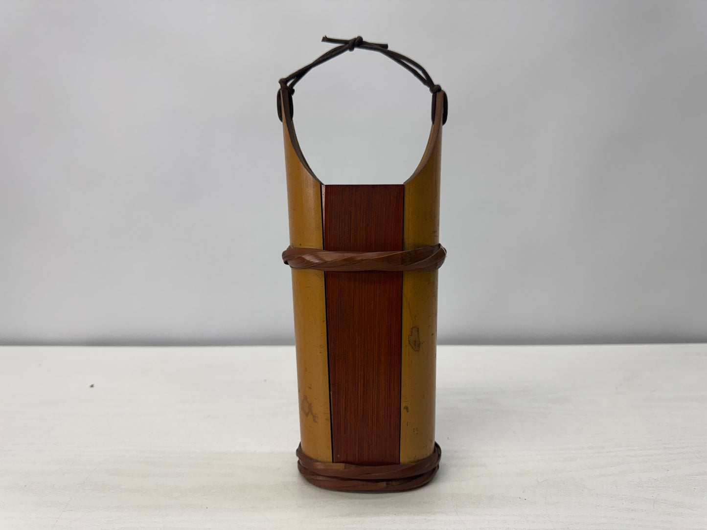 Y10712 FLOWER VASE Bamboo weaving craft Japan antique ikebana floral arrangement