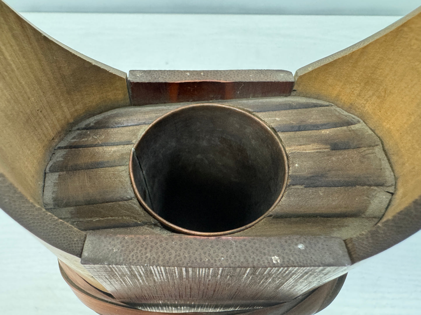 Y10712 FLOWER VASE Bamboo weaving craft Japan antique ikebana floral arrangement