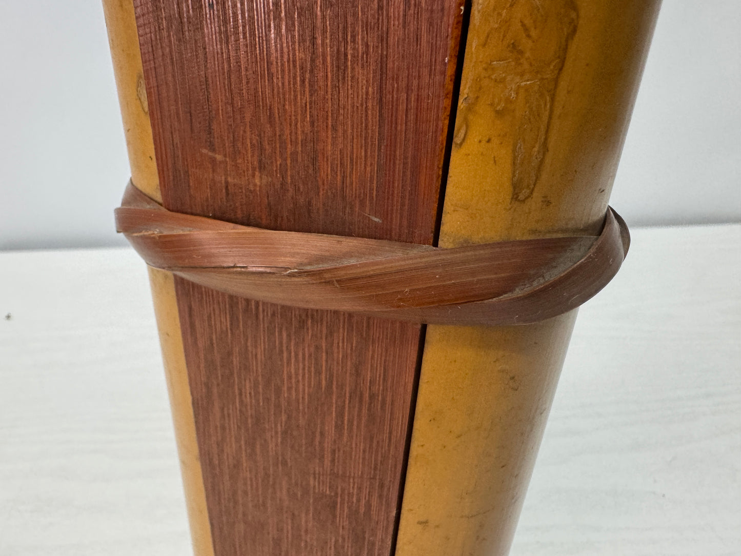 Y10712 FLOWER VASE Bamboo weaving craft Japan antique ikebana floral arrangement