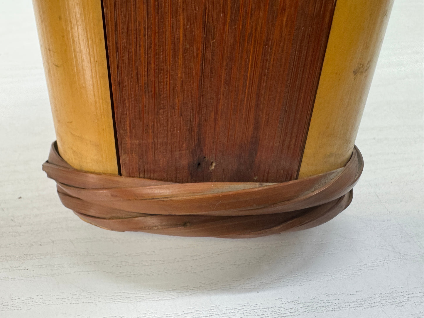 Y10712 FLOWER VASE Bamboo weaving craft Japan antique ikebana floral arrangement
