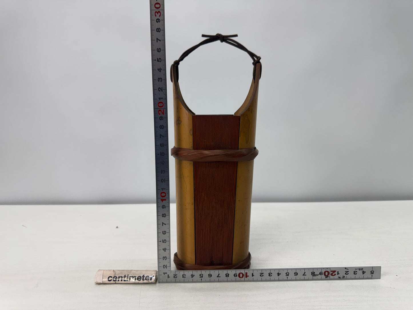 Y10712 FLOWER VASE Bamboo weaving craft Japan antique ikebana floral arrangement