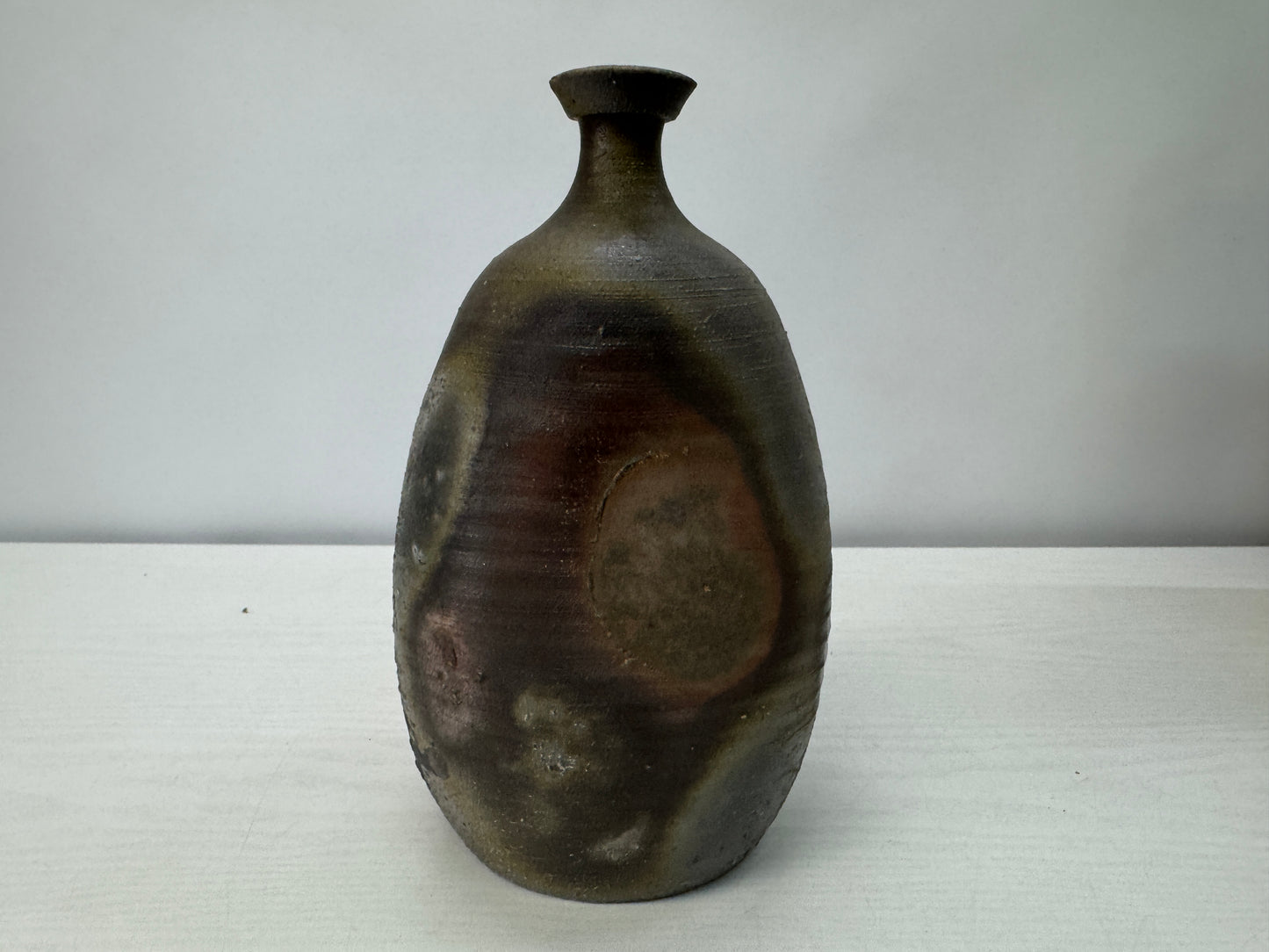 Y10713 CHOUSHI Bizen-ware Tokkuri Sake bottle signed box Japan antique tableware