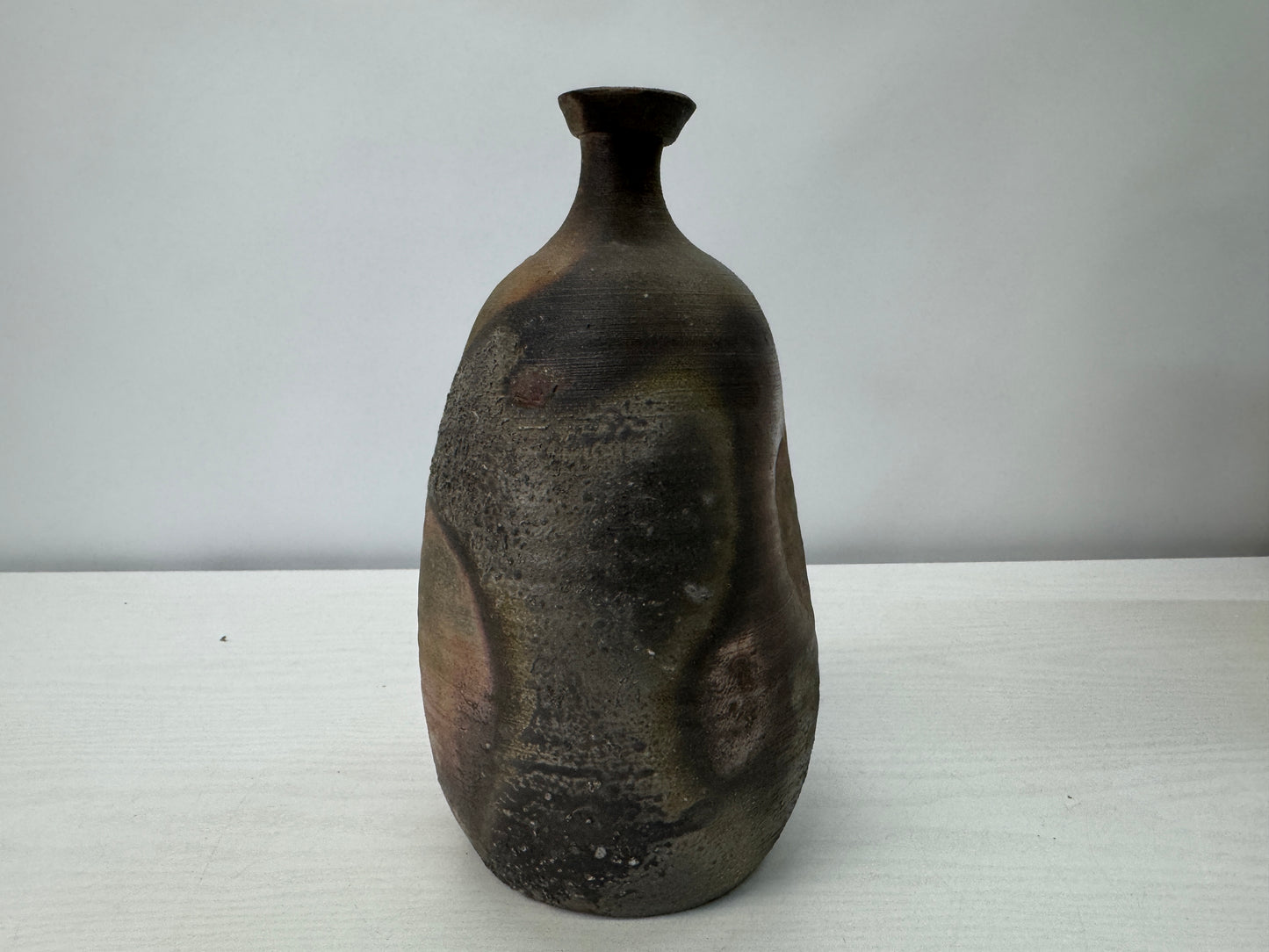 Y10713 CHOUSHI Bizen-ware Tokkuri Sake bottle signed box Japan antique tableware