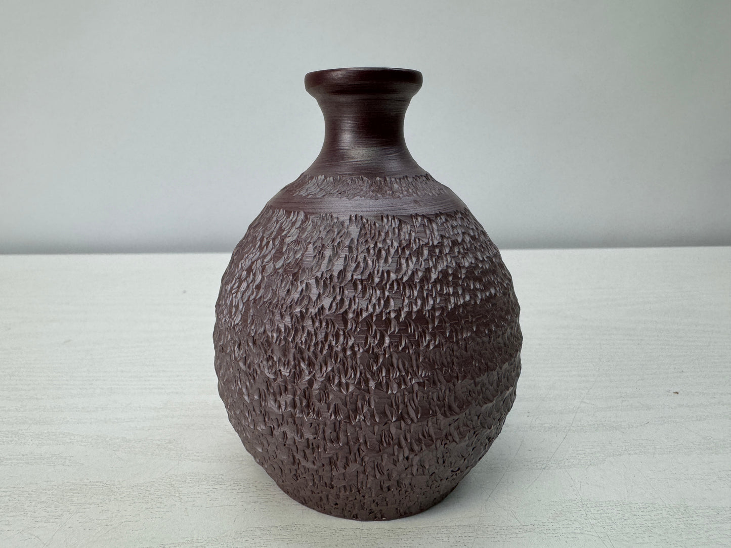 Y10714 FLOWER VASE Banko-ware signed box Japan antique ikebana floral interior