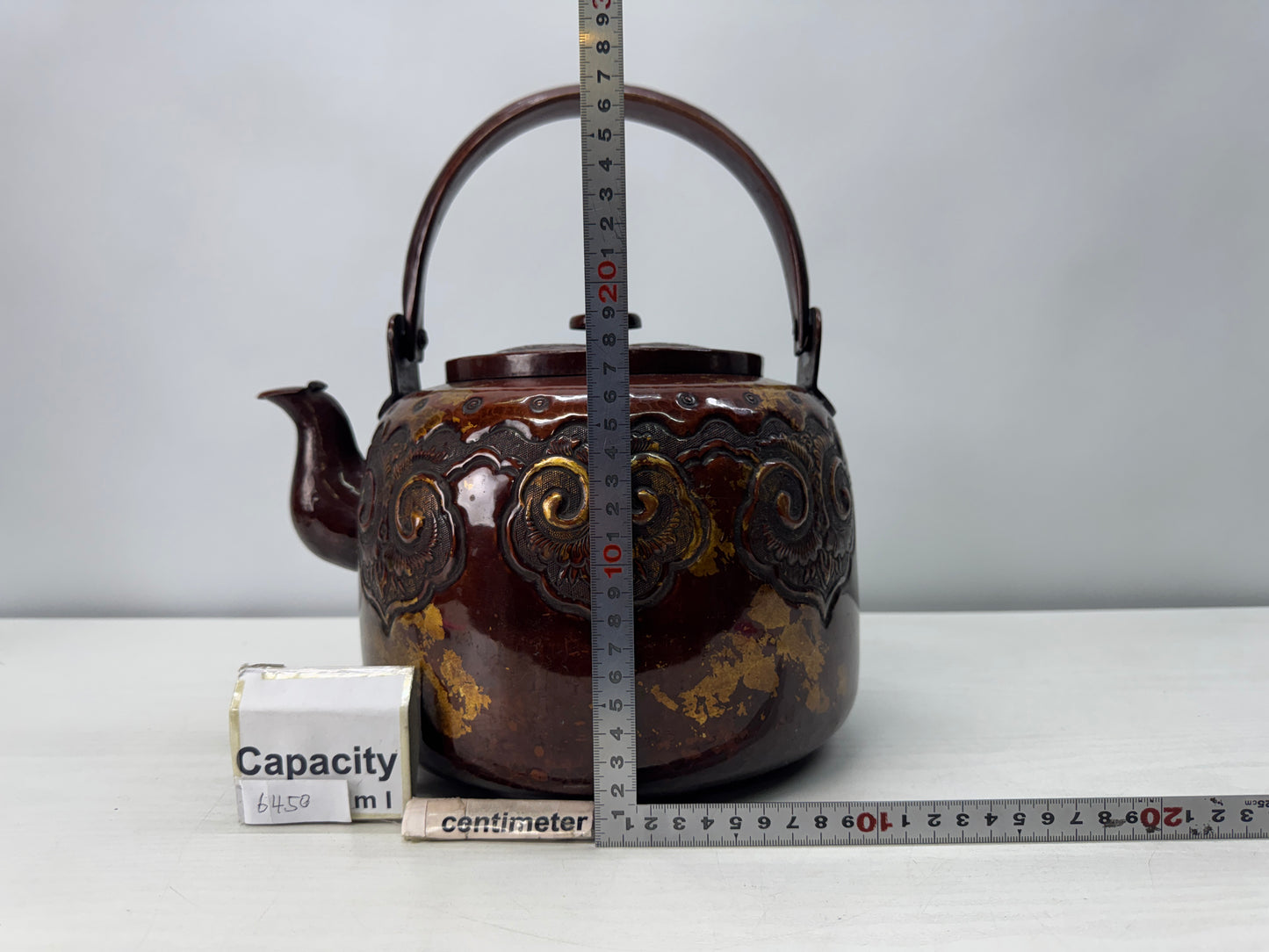 Y10716 KETTLE Large Copper hammered teapot Japan antique tea ceremony utensils