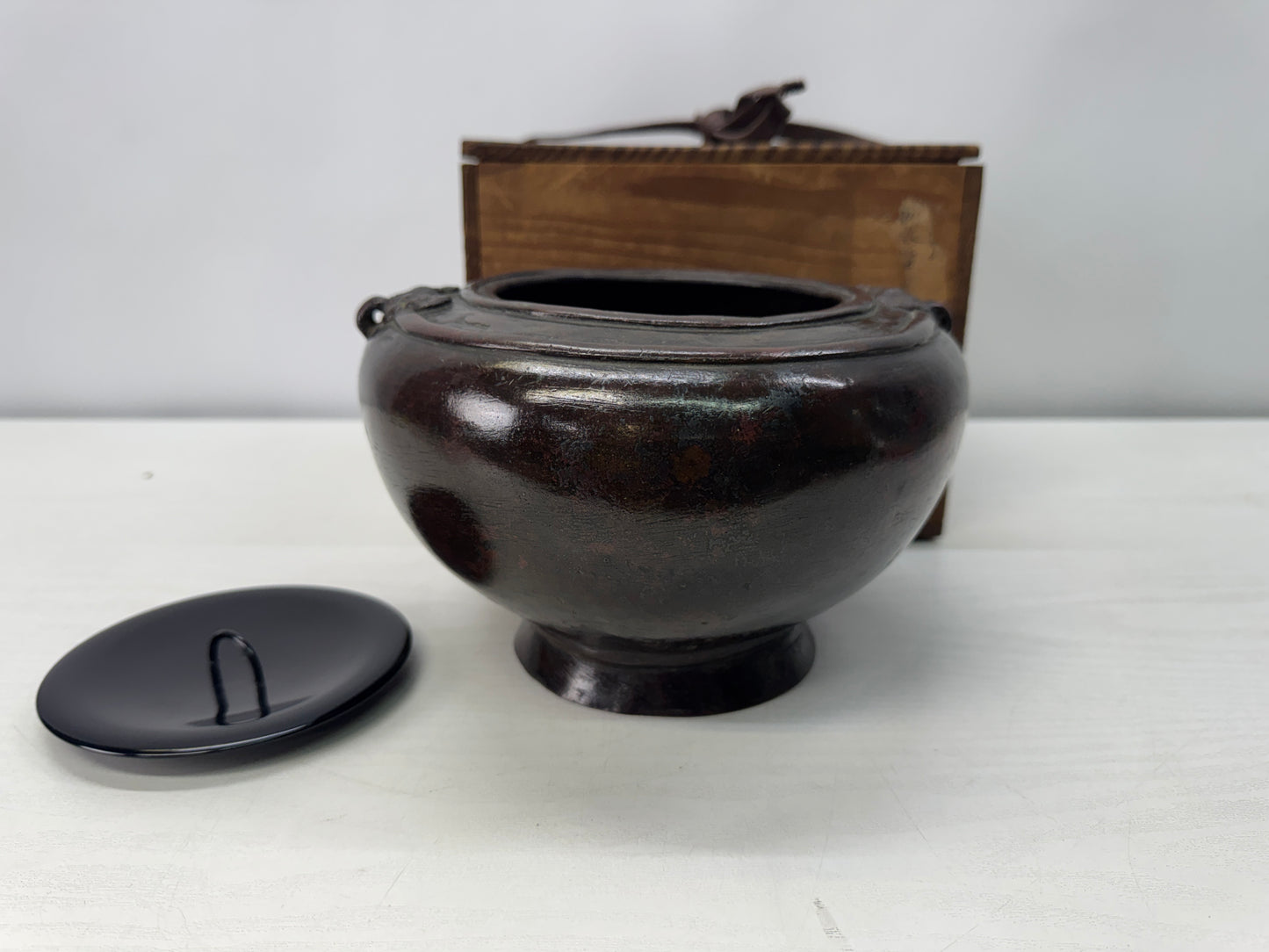Y10717 MIZUSASHI Copper water pot container handle Japan antique tea ceremony