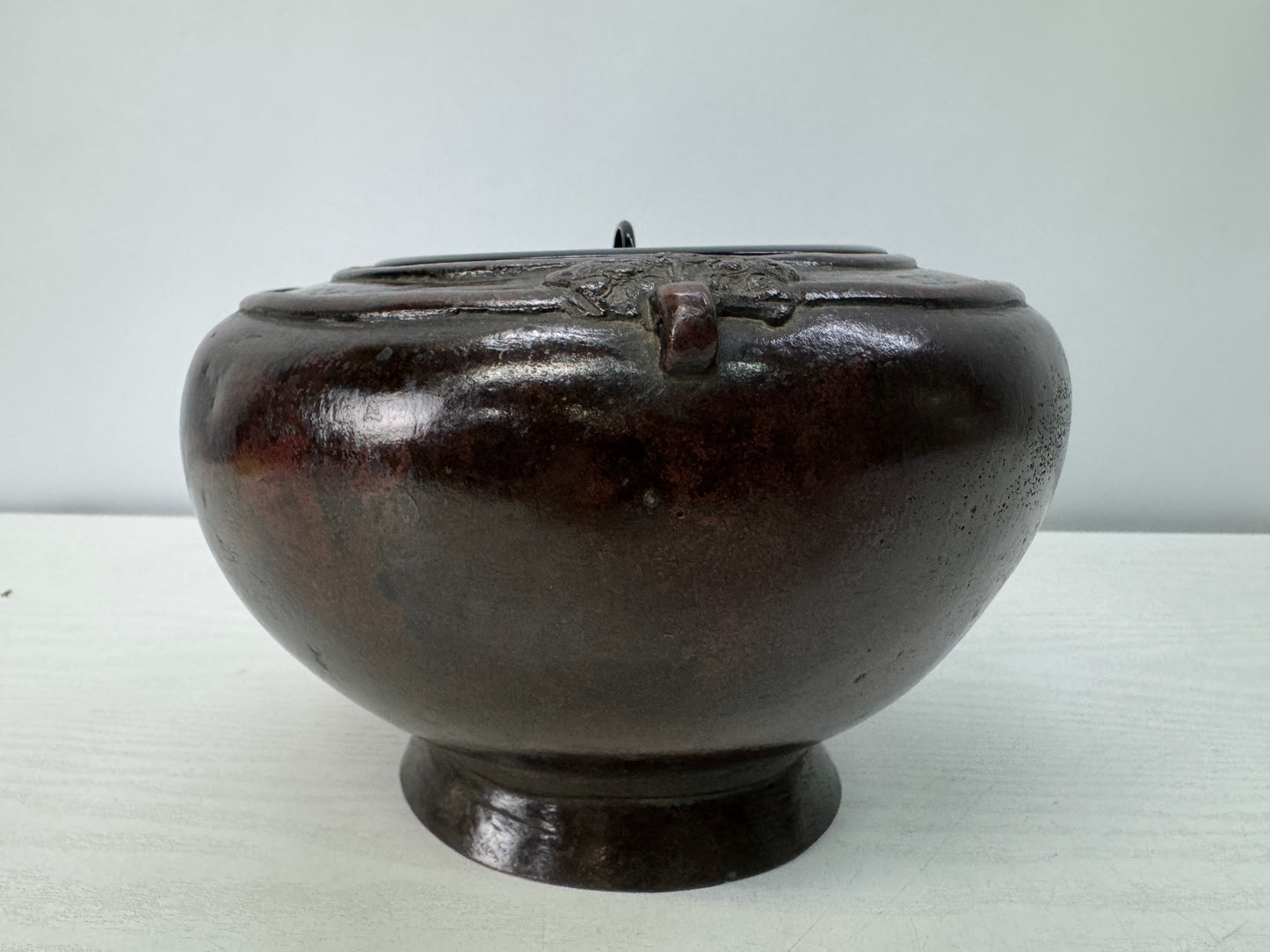 Y10717 MIZUSASHI Copper water pot container handle Japan antique tea ceremony