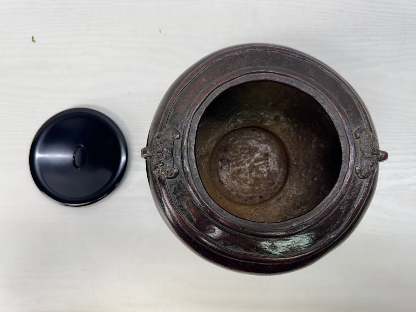 Y10717 MIZUSASHI Copper water pot container handle Japan antique tea ceremony