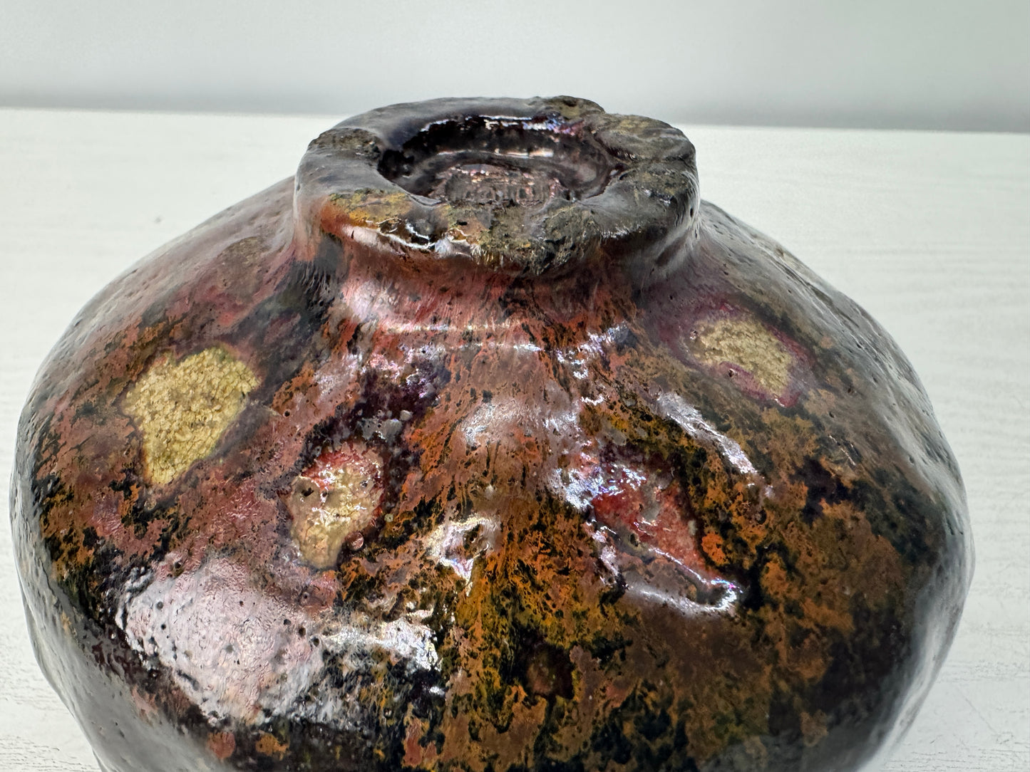 Y10720 CHAWAN Raku-ware Black bowl signed Sekishun Japan antique tea ceremony