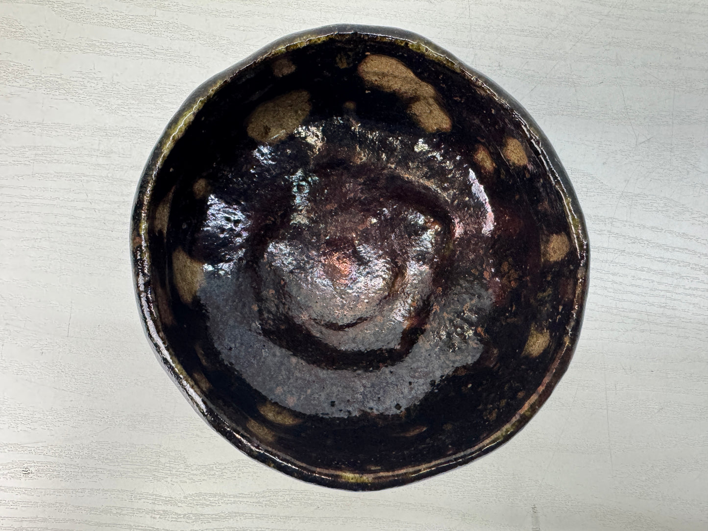 Y10720 CHAWAN Raku-ware Black bowl signed Sekishun Japan antique tea ceremony