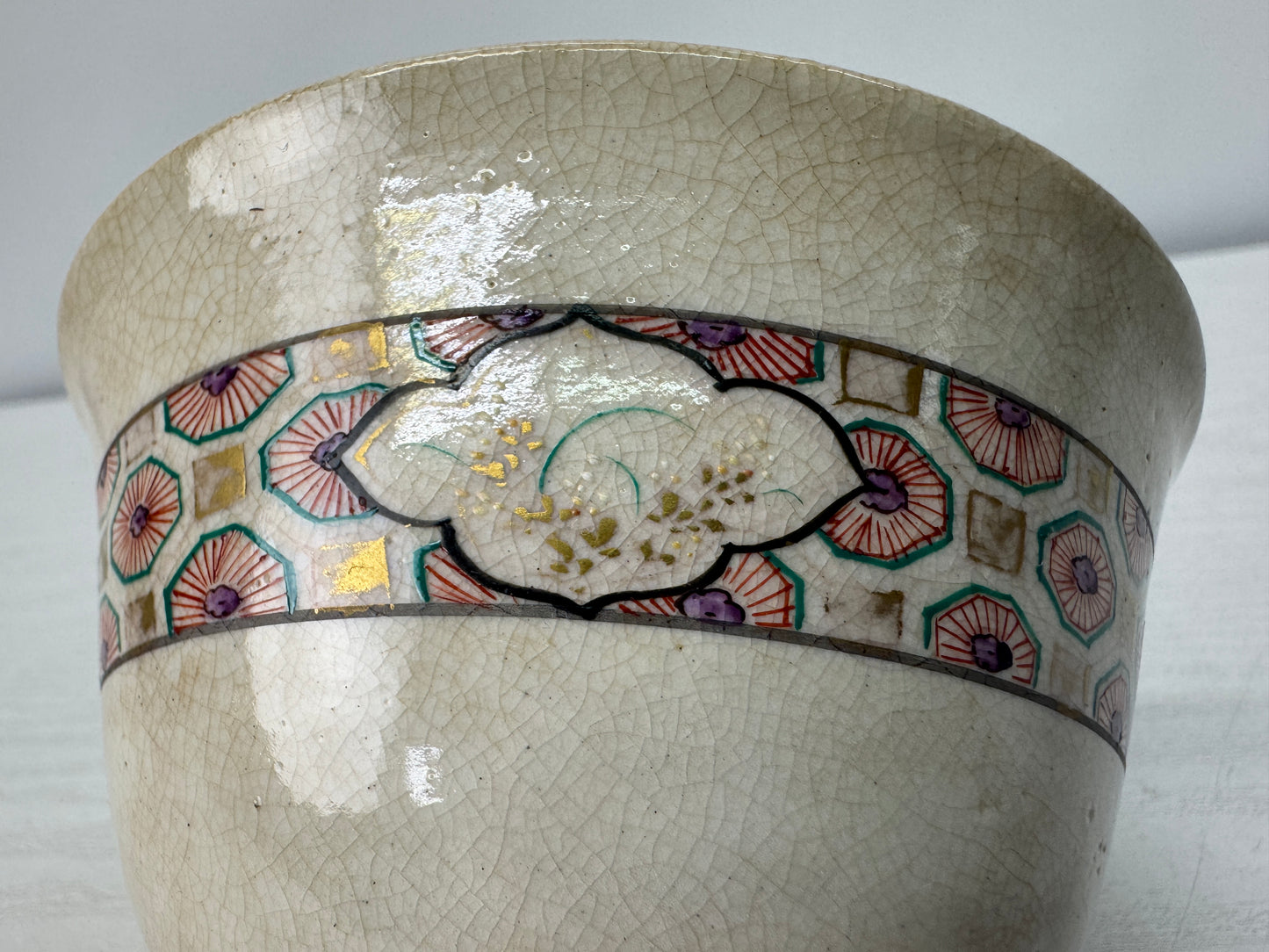 Y10721 CHAWAN Kyo-ware color picture bowl Japan antique tea ceremony pottery cup