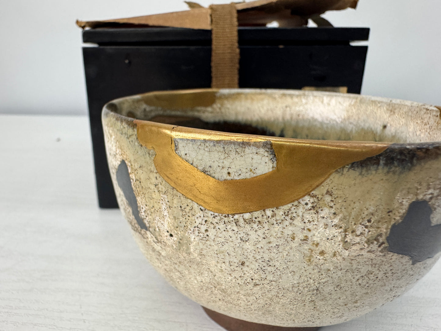 Y10723 CHAWAN Karatsu-ware kintsugi bowl boxx Japan antique tea ceremony pottery