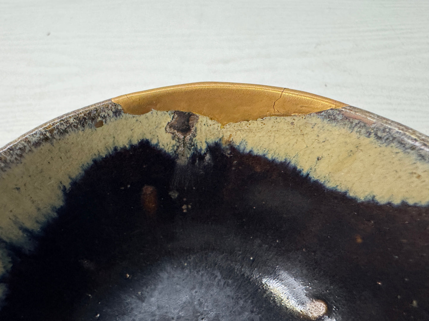 Y10723 CHAWAN Karatsu-ware kintsugi bowl boxx Japan antique tea ceremony pottery