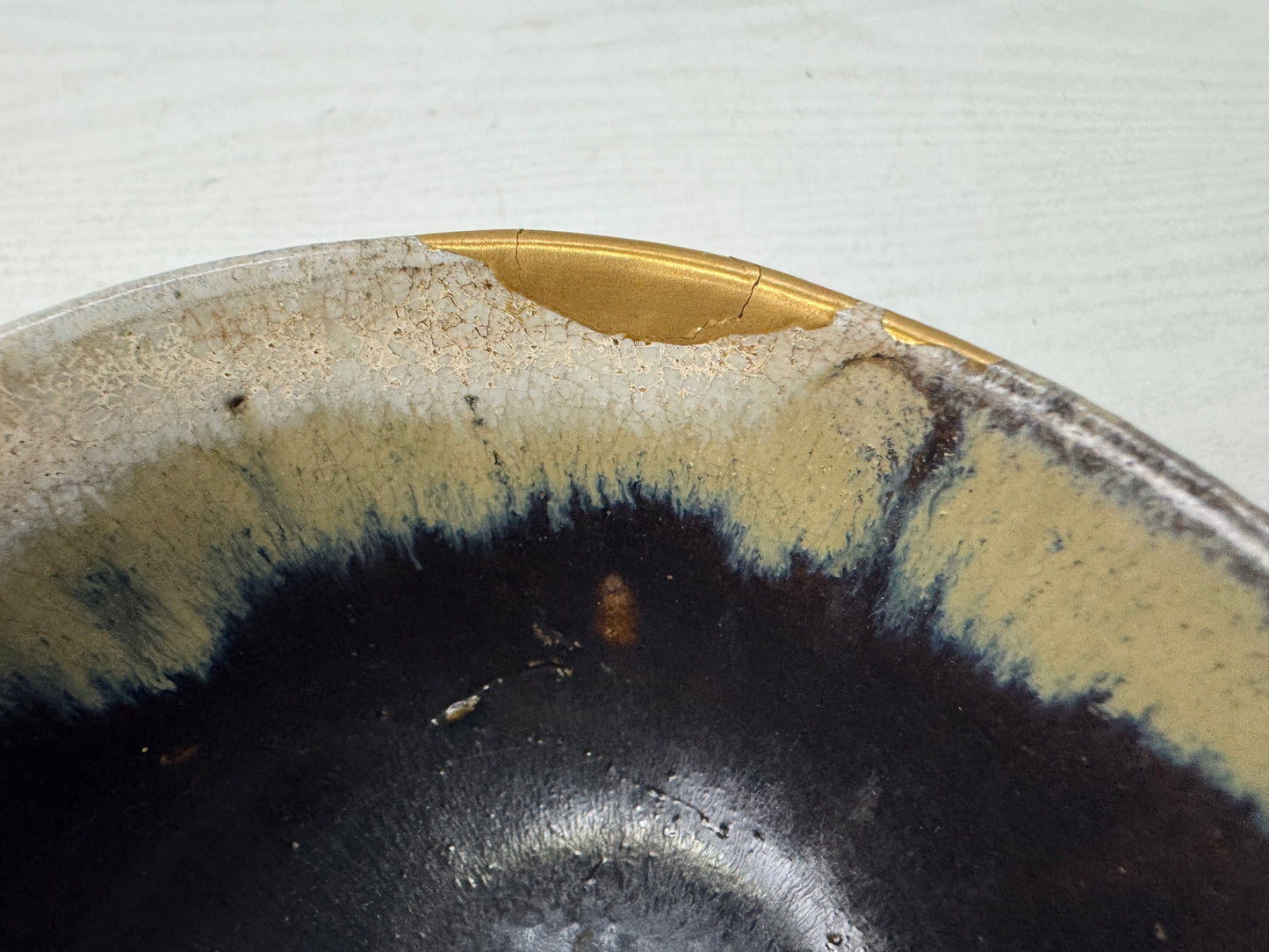 Y10723 CHAWAN Karatsu-ware kintsugi bowl boxx Japan antique tea ceremony pottery