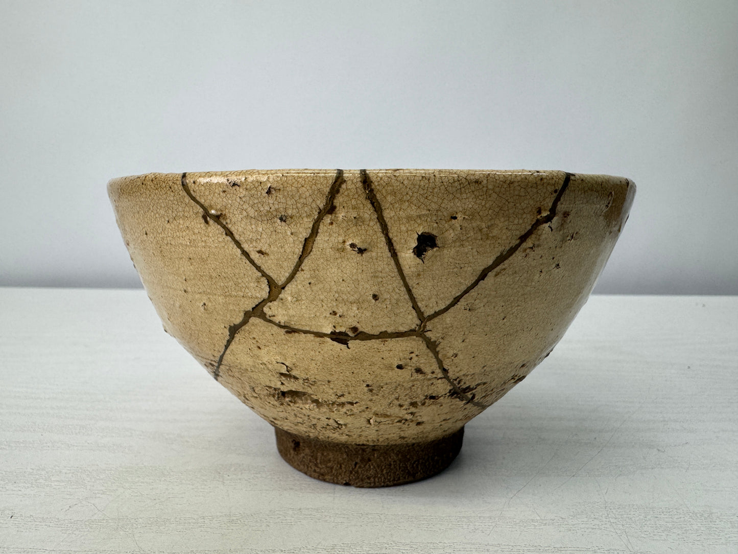 Y10724 CHAWAN Hagi-ware kintsugi bowl box Japan antique tea ceremony pottery cup