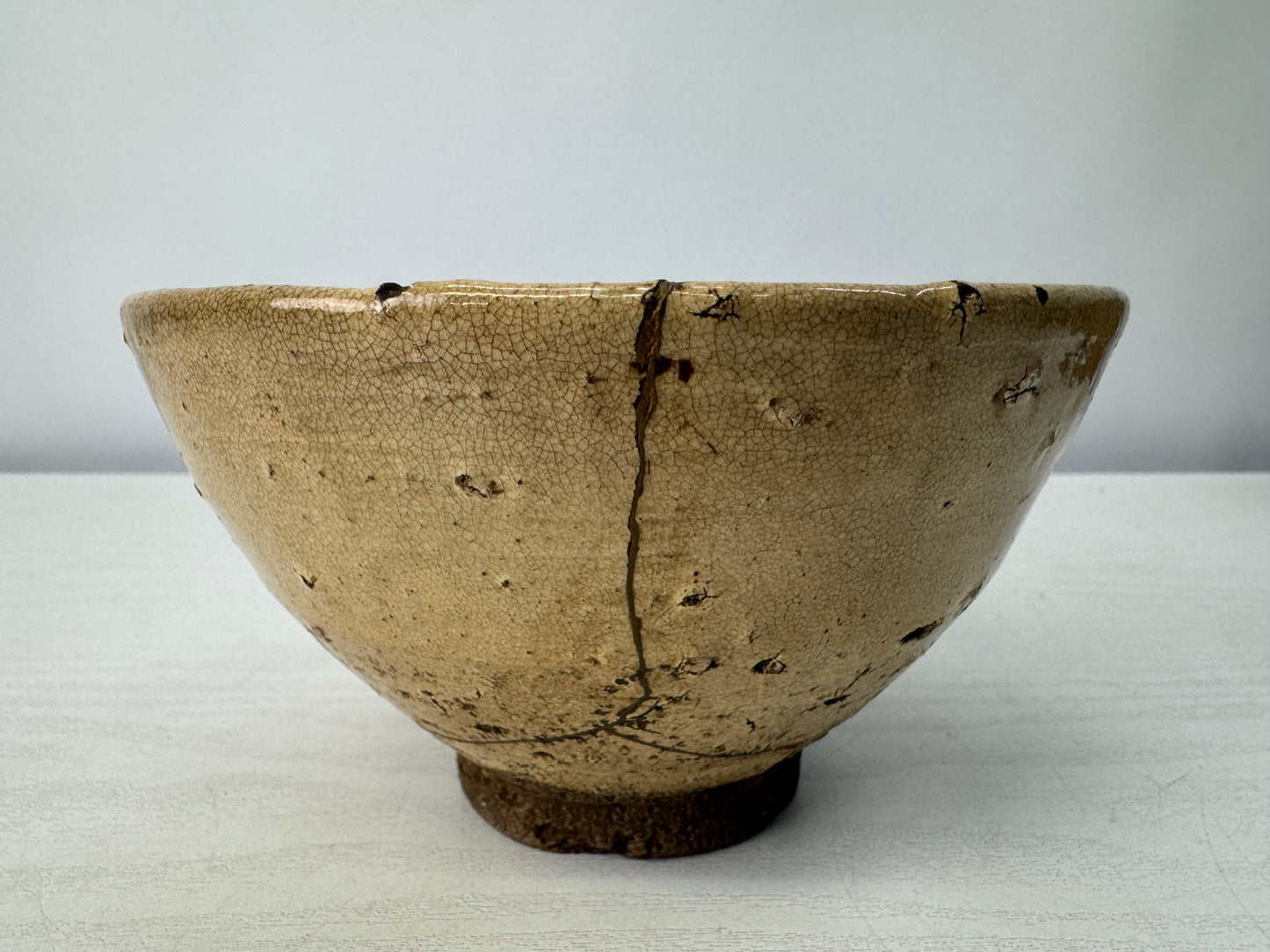 Y10724 CHAWAN Hagi-ware kintsugi bowl box Japan antique tea ceremony pottery cup