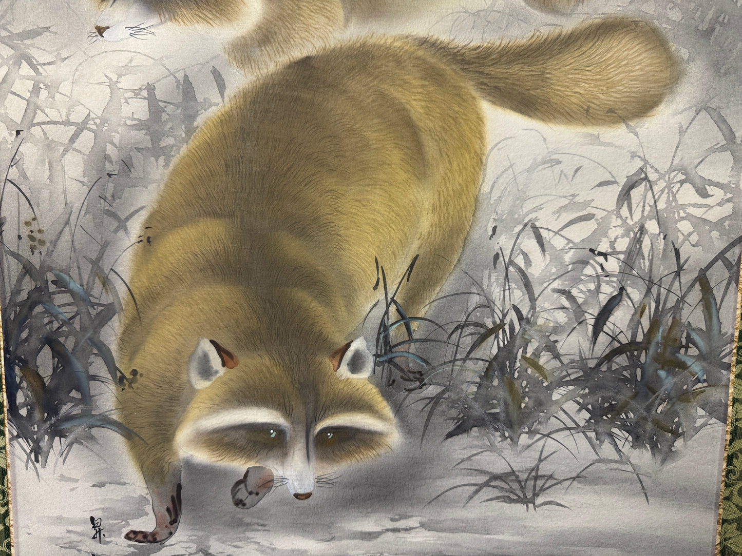 Y10726 KAKEJIKU Hanging scroll Raccoon dog signed Japan antique interior decor