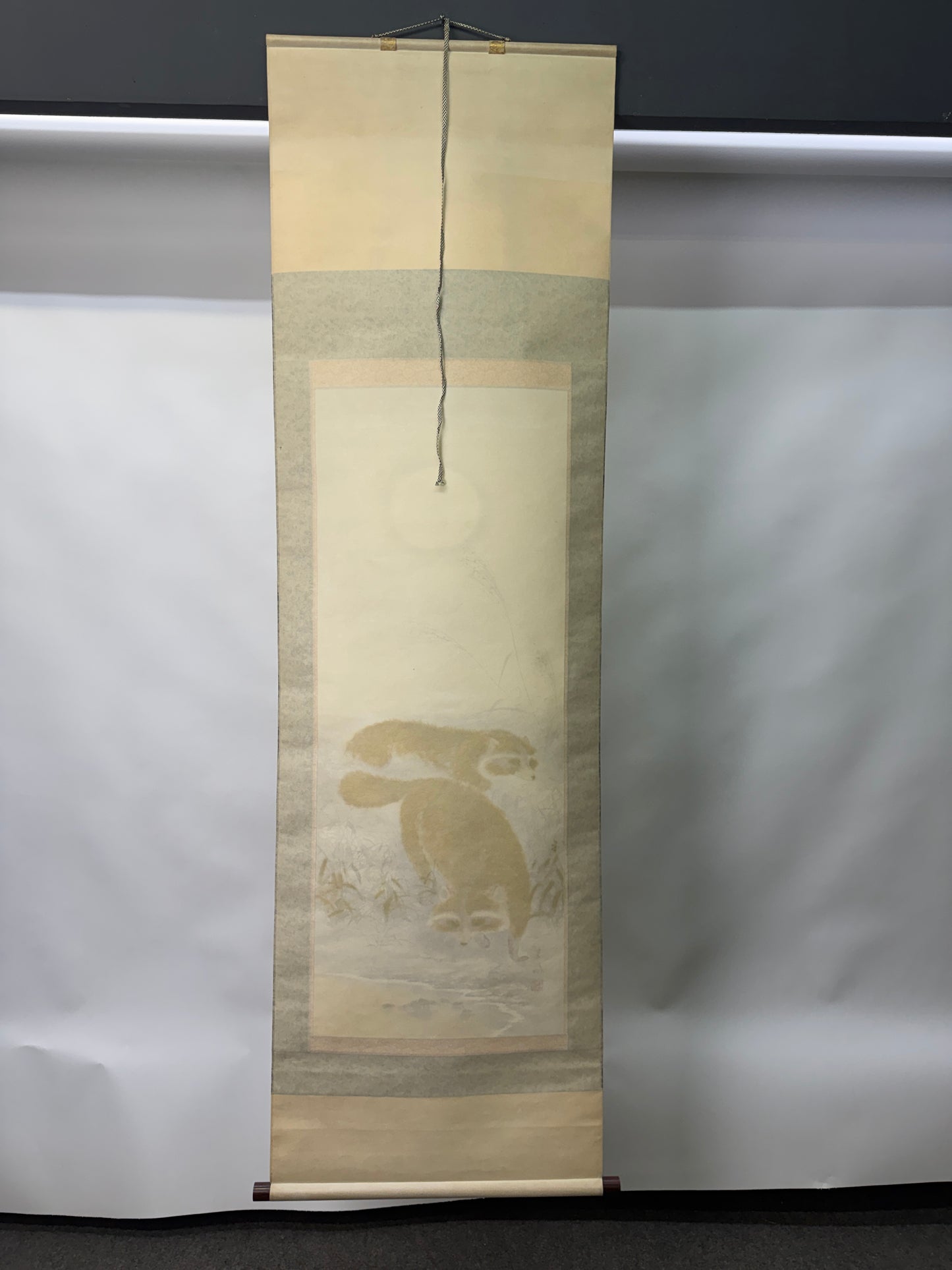 Y10726 KAKEJIKU Hanging scroll Raccoon dog signed Japan antique interior decor