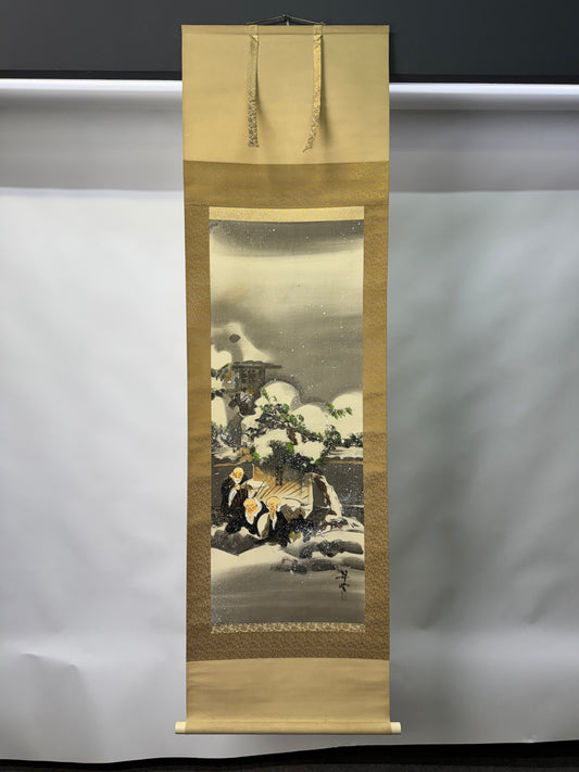 Y10728 KAKEJIKU Hanging scroll Stone pillow signed Shinran Shonin Japan antique