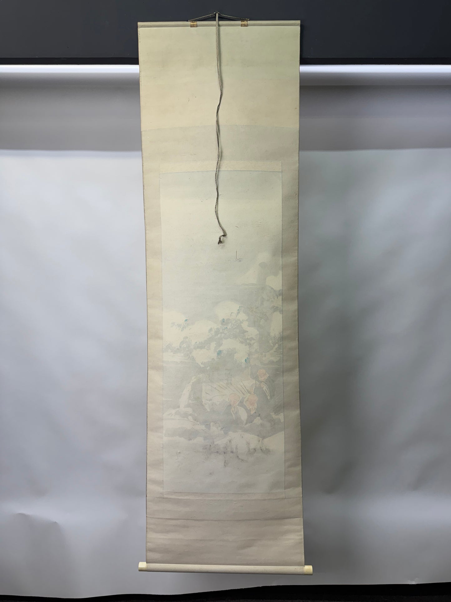 Y10728 KAKEJIKU Hanging scroll Stone pillow signed Shinran Shonin Japan antique