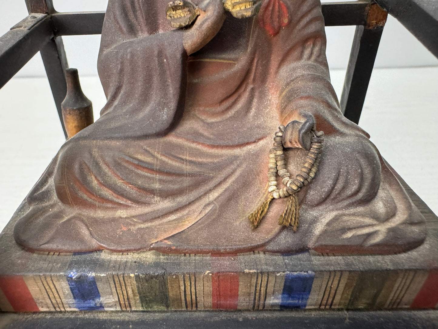 Y10735 STATUE wood carving Inpo Daishi Kukai colored figurine Japan antique