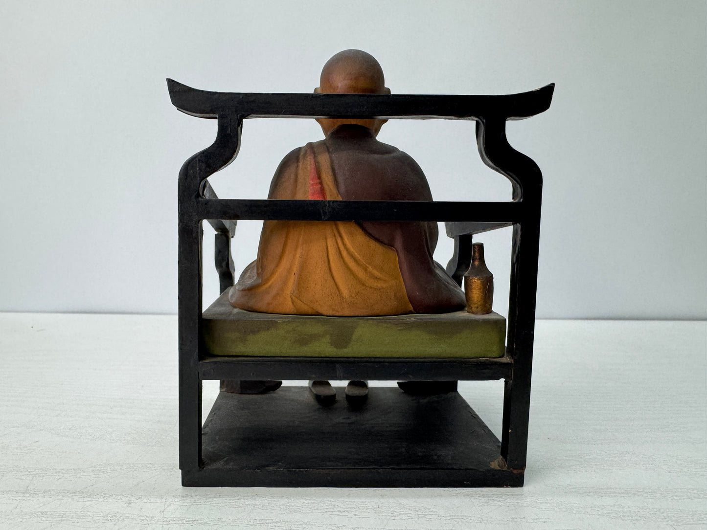 Y10735 STATUE wood carving Inpo Daishi Kukai colored figurine Japan antique