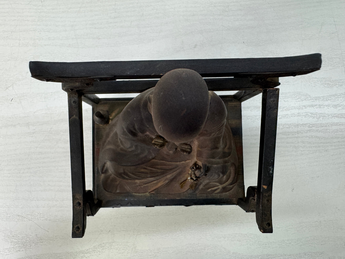 Y10735 STATUE wood carving Inpo Daishi Kukai colored figurine Japan antique