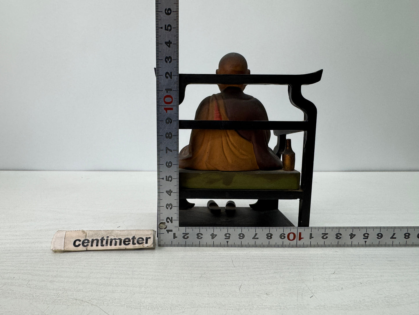 Y10735 STATUE wood carving Inpo Daishi Kukai colored figurine Japan antique