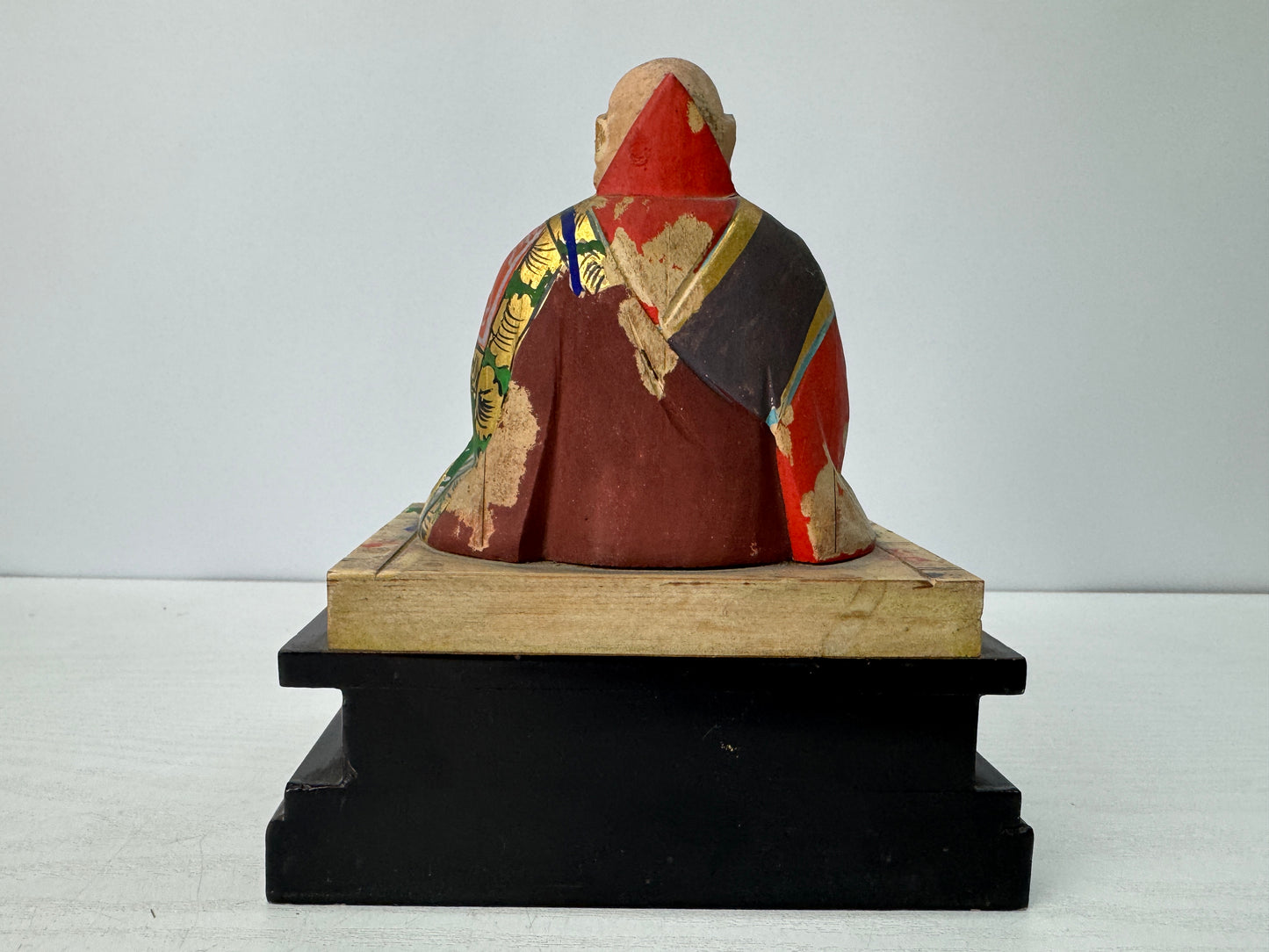 Y10736 STATUE wood carving Nichiren Shonin colored figurine Japan antique figure